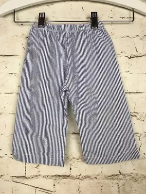 MUD PIE Boat House Boys Blue Searsucker Pants Sz 0-6 Months 100% Cotton • $10.46