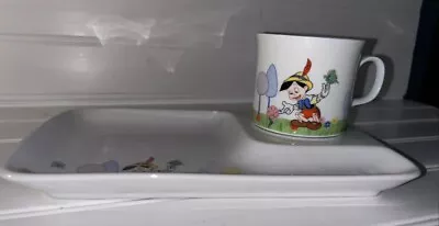 Vintage Pinocchio Walt Disney Snack Tray And Tea Cup Set • $22