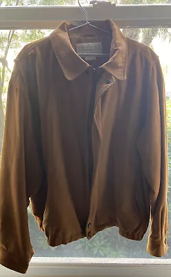 Tehama Mens Brown Clint Imitation Suede Bomber Jacket Size L • $25