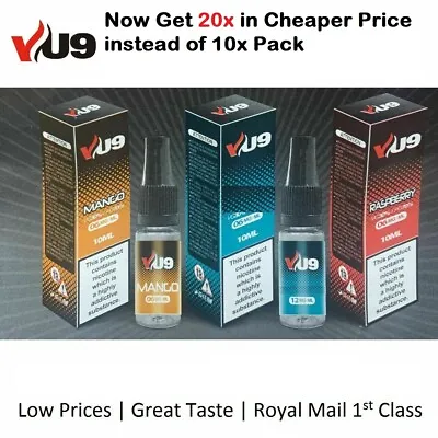 VU9 20x 10ml Bottles E-Liquid 70/30 PG/VG E-Juice In 6mg 12mg 18mg UK Dispatch • £23.98