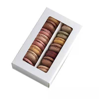 Macaron Boxes For 12 To 14 White With Clear Display Window 15 Pieces Macarons... • $35.47