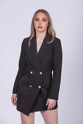 Women’s Size 10 Black Blazer Dress Long Sleeved V Neck Short Mini Dress BNWT • £7.50