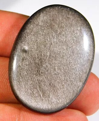 54.ct Natural Silver Sheen Fire Obsidian Oval Cabochon Jewelry Gemstone A2=257 • $13.72