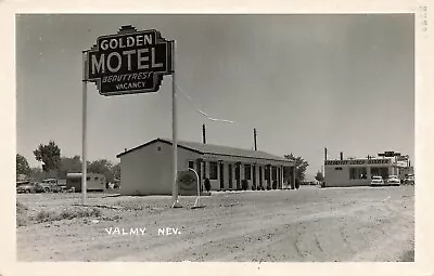 1960 Nevada Rppc Real Photo Postcard: View Of Golden Motel Valmy Nv • $6.99