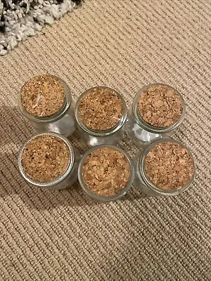 £6.50 • Buy 6 Small Glass Jars With Cork Lids. Used. 1610.
