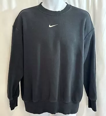 Nike Crewneck  Black Sweatshirt Center Swoosh Check Size S Vintage • $64