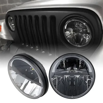 Pair 7 Inch Round LED Headlights Hi/Lo Beam For Jeep Wrangler JK TJ CJ 1997-2018 • $85.99