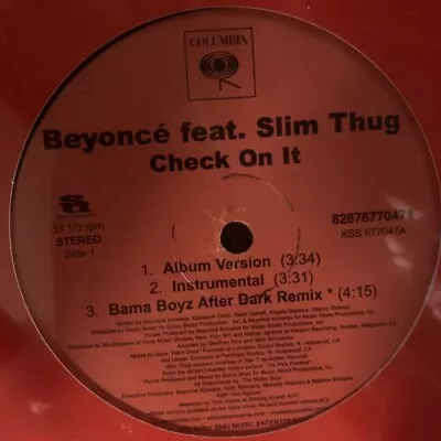 Beyoncé Feat Slim Thug “Check On It” 6 Version 12inch Vinyl Record Mint Con • $22