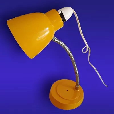 MCM Retro Lamp Yellow Orange Gooseneck Desk Enamel Finish Light 70s 37cm Vintage • $82.25