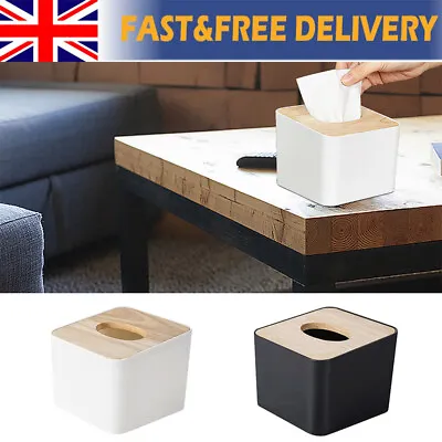 Wooden Cover Tissue Box Holder Napkin Holder Dispenser For Table Bedroom Dresser • £7.35