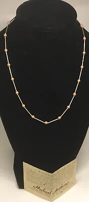 14K  GOLD 17” STATION ROSE  BEAD MA (Michael Anthony) NECKLACE 1p2.5Gram W/COA • $149.99