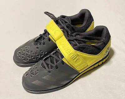 Adidas Powerlift 3 Gray Fluorescent Yellow & Black Men WeightLifting Shoes 10.5 • $44