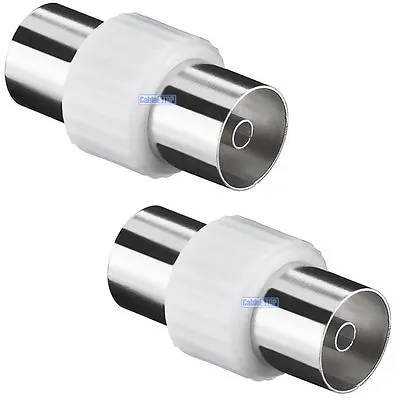 2 X TV Aerial Lead COUPLER Female To Female COAX Connector Adapter TWIN PACK • £2.67