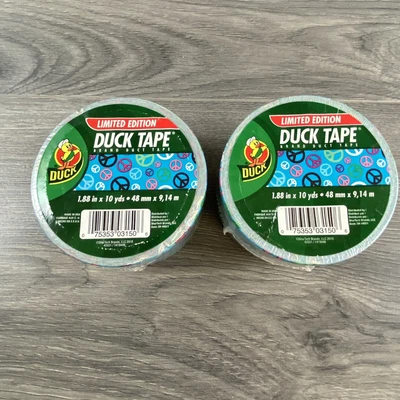 $22.95 • Buy Lot Of 2-Duck Brand 1.88 In X 10 Yds Printed Peace Sign DESIGN DUCT TAPE ~ NEW