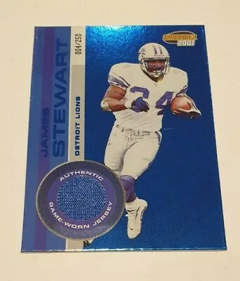 2001 Pacific Invincible James Stewart Blue Jersey Card #ed/250 - Detroit Lions • $16.16