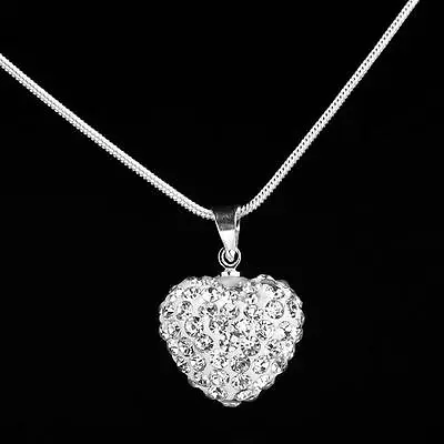 £3 • Buy New Style 925 Sterling Silver Rhinestone Crystal Heart Locket Pendant Necklace ~