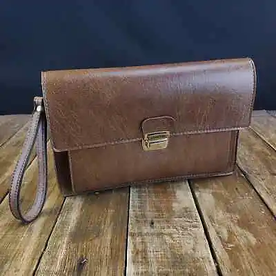 Vintage Steiner Leather Brown Purse Clutch With Wrist Strap • $29.99