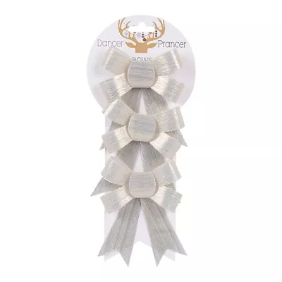 Champagne Bows 12cm Set Of 3 Christmas Decoration • $21.95