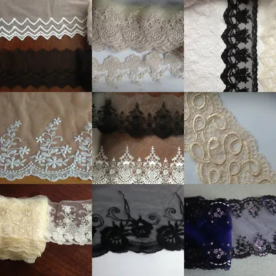 Embroidered Nylon Lace 1 Yard Handcraft Trim Dress Sewing Fabric Craft  • £3.54