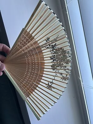 Vintage White Paper And Bamboo Traditional Japanese Folding Fan • $18