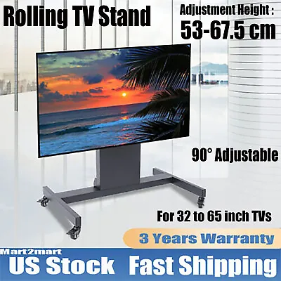 Mobile TV Cart TVs Rolling TV Stand With Height Adjustable Shelf For Flat Panel • $99