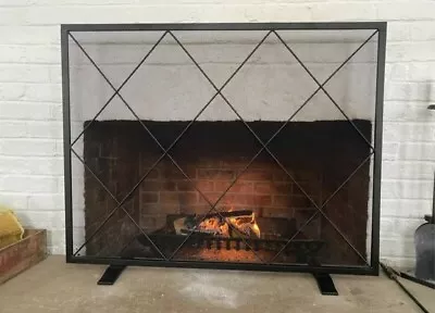 Flat Fireplace Screen Spark Guard Steel Style Selections Black Finish  • $43