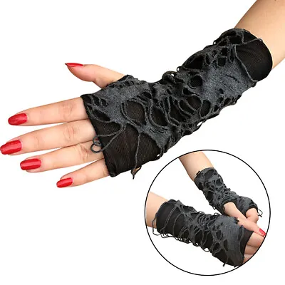 Halloween Women's Punk Fingerless Gloves Gothic Arm Warmer Cosplay Gloves • $11.61
