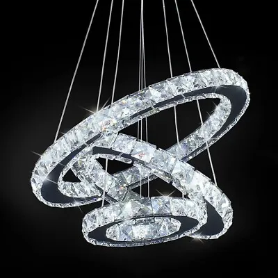 3 Ring Modern Chandelier LED Pendant Light Hanging LED Chandelier For Bedroom • $95.98