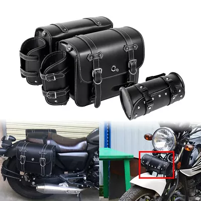 Motorcycle Saddle Bag & Tool Bag For Kawasaki Vulcan Classic Custom 900 800 750 • $127.99