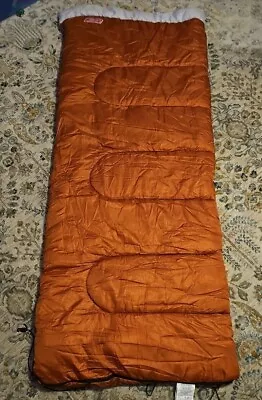 Vintage Coleman Sleeping Bag Camping Hiking Lined Orange Camping 79x33 • $32.89