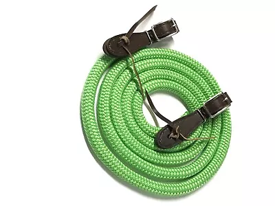  Neon Lime Yacht Rope Reins Brown Buckle Slobber Strap Neon Lime • $44