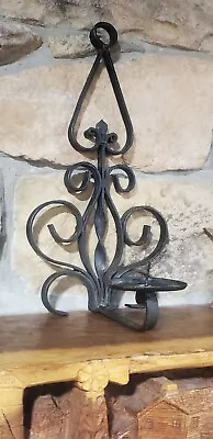 Vintage Hand Forged Wrought-iron Pillar Candle Holder Old Mexico Rustic Medieval • $34