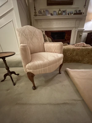 £105 • Buy Old Upholstered Armchair Antique Vintage Fabric