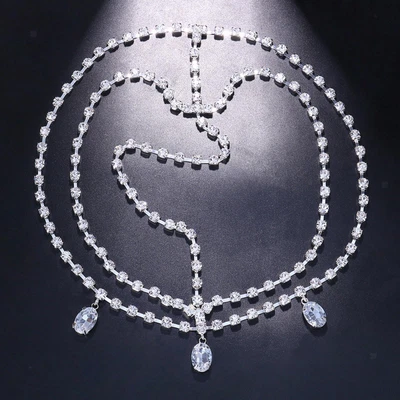 £7.96 • Buy Crystal Forehead Headband Bridal Hair Chain Headpiece Boho Bride Headdress