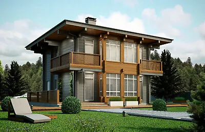 $224900 • Buy Modern Log House Kit #lh-215-1 Eco Friendly Wood Prefab Diy Building Cabin Home