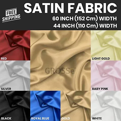 £2.49 • Buy Silky Satin Dress Craft Fabric Plain Luxury Wedding Material  110cm & 152cm Wide