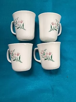 Vintage Corning Ware Rosemarie  Pink Tulip Coffee Cups Set Of Four • $5