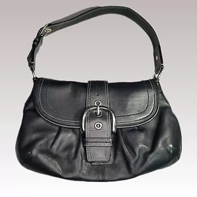 Coach Signature Sufflette Black Leather Shoulder Hand Bag Purse Vintage Y2K VTG • $59.99