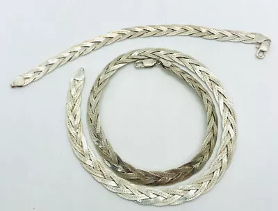MILOR Sterling Silver Wide Woven Necklace & Bracelet Set 35gm Vintage Jewelry • $146.50