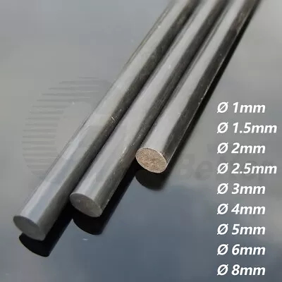 Solid Pultruded Carbon Fibre Tubes Rods Strips Bar RC Model 1/1.5/2/3/4/5/6/8mm • £1.62