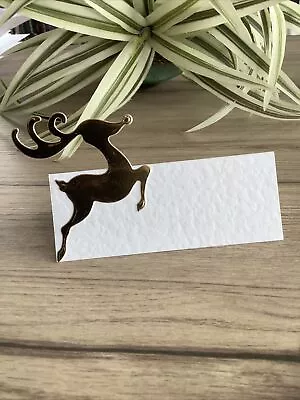 £3.25 • Buy 10 Gold Rudolf Wedding Birthday Christmas Table Place Name Cards