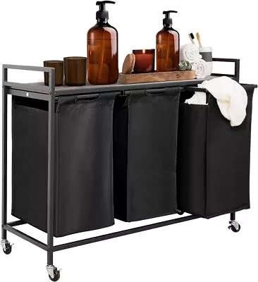 Laundry Basket With Wheels Metal Frame Laundry Hamper With Storage Shelf  • $65.08