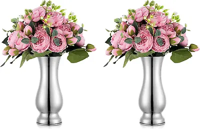 Nuptio 2 Pcs Vases For Centerpieces Flower Vases For Table 7.87In Tall Silver C • £41.80