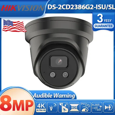 Hikvision 8MP Speaker AcuSense DS-2CD2386G2-ISU/SL Camera Black Mic W/audio Gen2 • $175.75