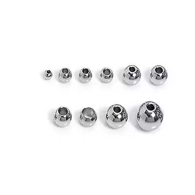 100PCS Stainless Steel Silver Round Spacer Beads Jewelry Finding Loose Beads • $3.99