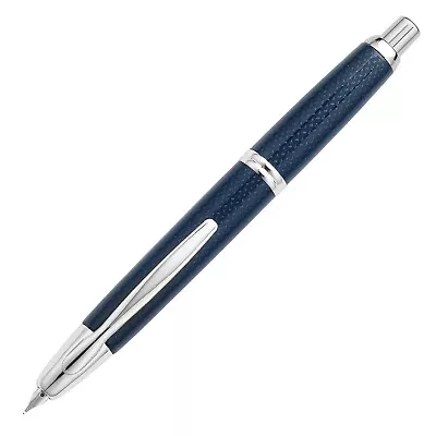 Pilot Vanishing Point Fountain Pen In Blue Carbonesque & Rhodium - 18K Gold Fine • $168