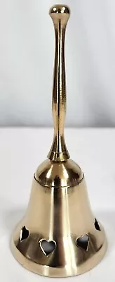 Vintage Solid Brass Hand Bell W/Heart Cutouts 5   • $10.90