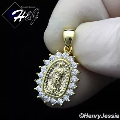 925 Sterling Silver Icy Bling Cz Small Gold Plated 3d Virgin Mary Pendant*gp373 • $19.99