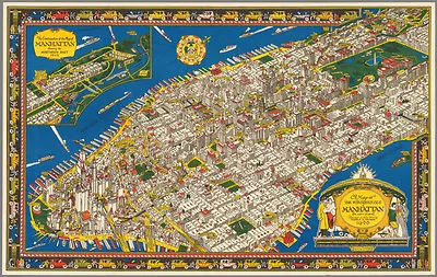 20x30 Poster Decor.Room Design Art Print.1926 Aerial Map Of Manhattan.6125 • $39