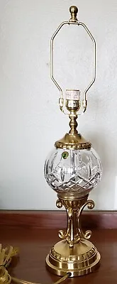 Waterford Lismore 24   Fine Cut Crystal Table Lamp With Satin Brass Base-Mint! • $550